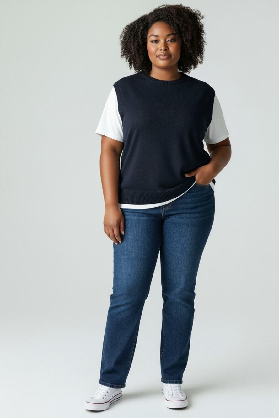 St. John Sport M Navy Sweater Vest Knit Top Sleeveless Luxury Basic Capsule